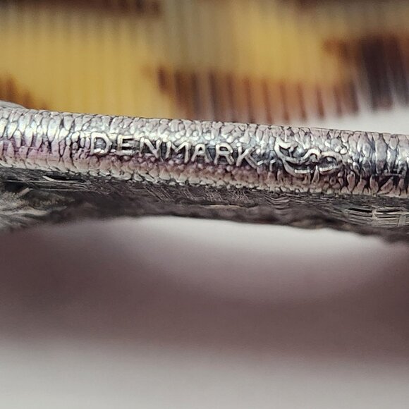 Hans Jensen Denmark Repousse Tortoise Shell Comb & Silver Plate Holder Danish - Picture 3 of 13